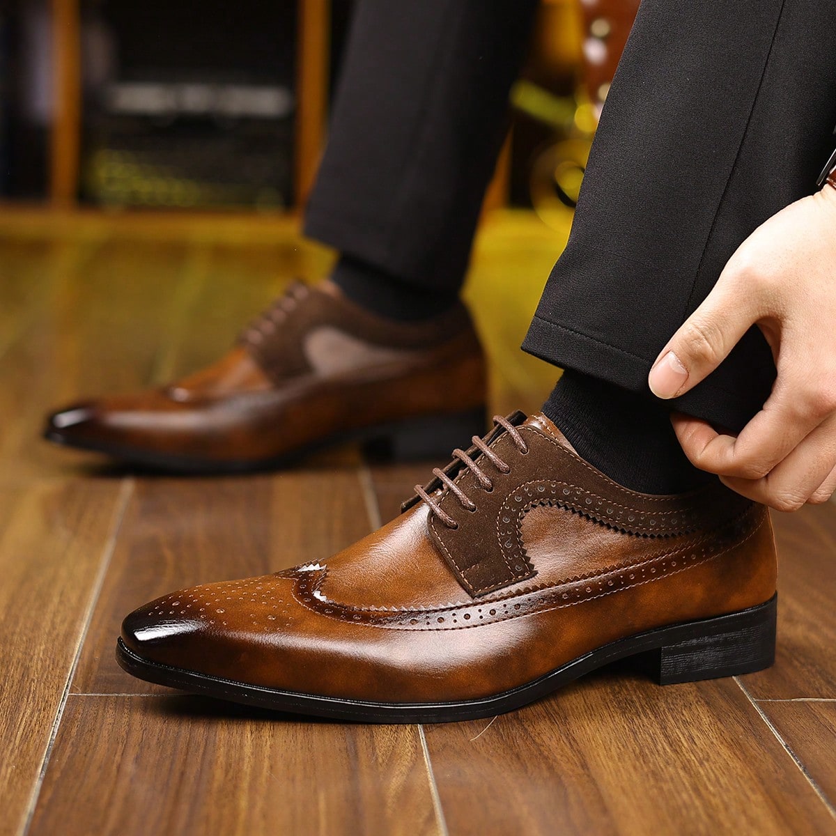 Sapatos sociais masculinos com - Formal Men Daily Wear Footwear avaliação e preço