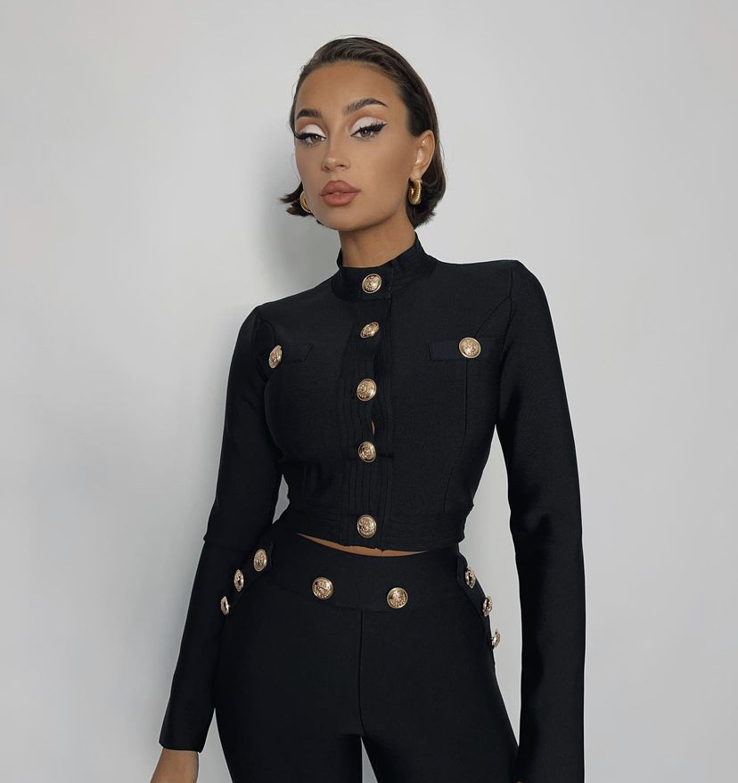 Novo estilo de outono cor pret - Men Formal Wear All Black avaliação e preço